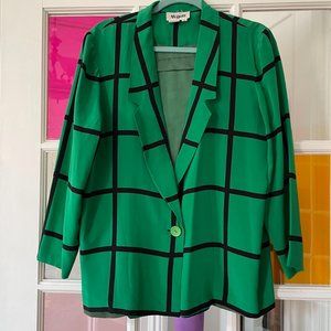 Vintage Green Silk Windowpane Blazer